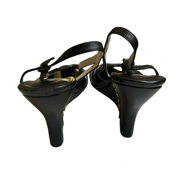 Y2K Millennial Diva Vintage Leather Slingback Woven Cute Cutout Wedge Heel EU 37 - Picture 13 of 16